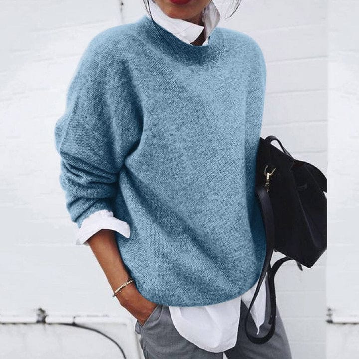 Damen - Strickpullover - Weiche Strick - Rundhalsausschnitt Langarm - Bequem und Stilvoll für jeden Anlass