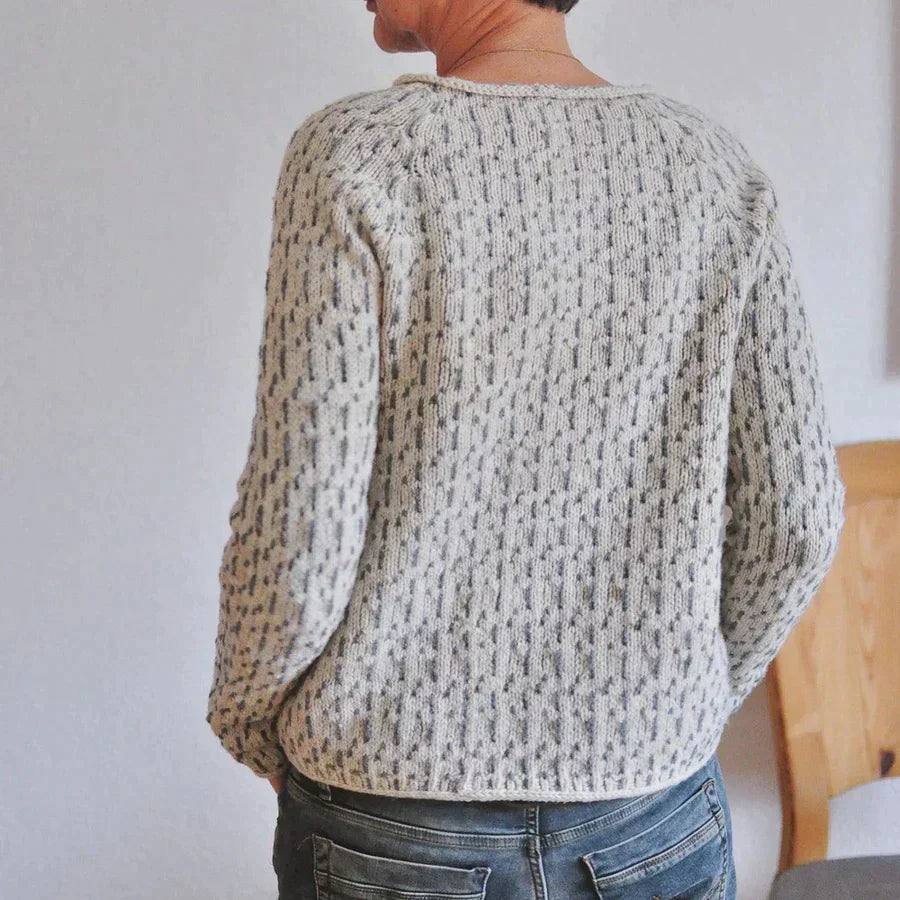 Damen - Strickpullover - Weichem Material - Eleganter Grauer Langarm Pullover - Ideal für jeden Anlass