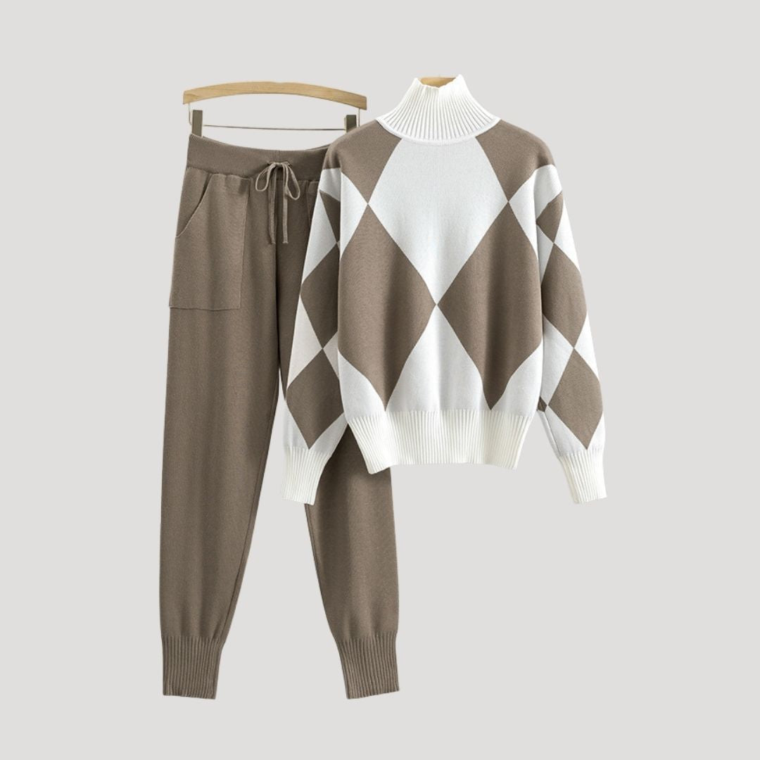 Damen - Pullover & Jogger Set - Hochwertigem Material - Gestrickte Winter Loungewear - Ideal für Zuhause