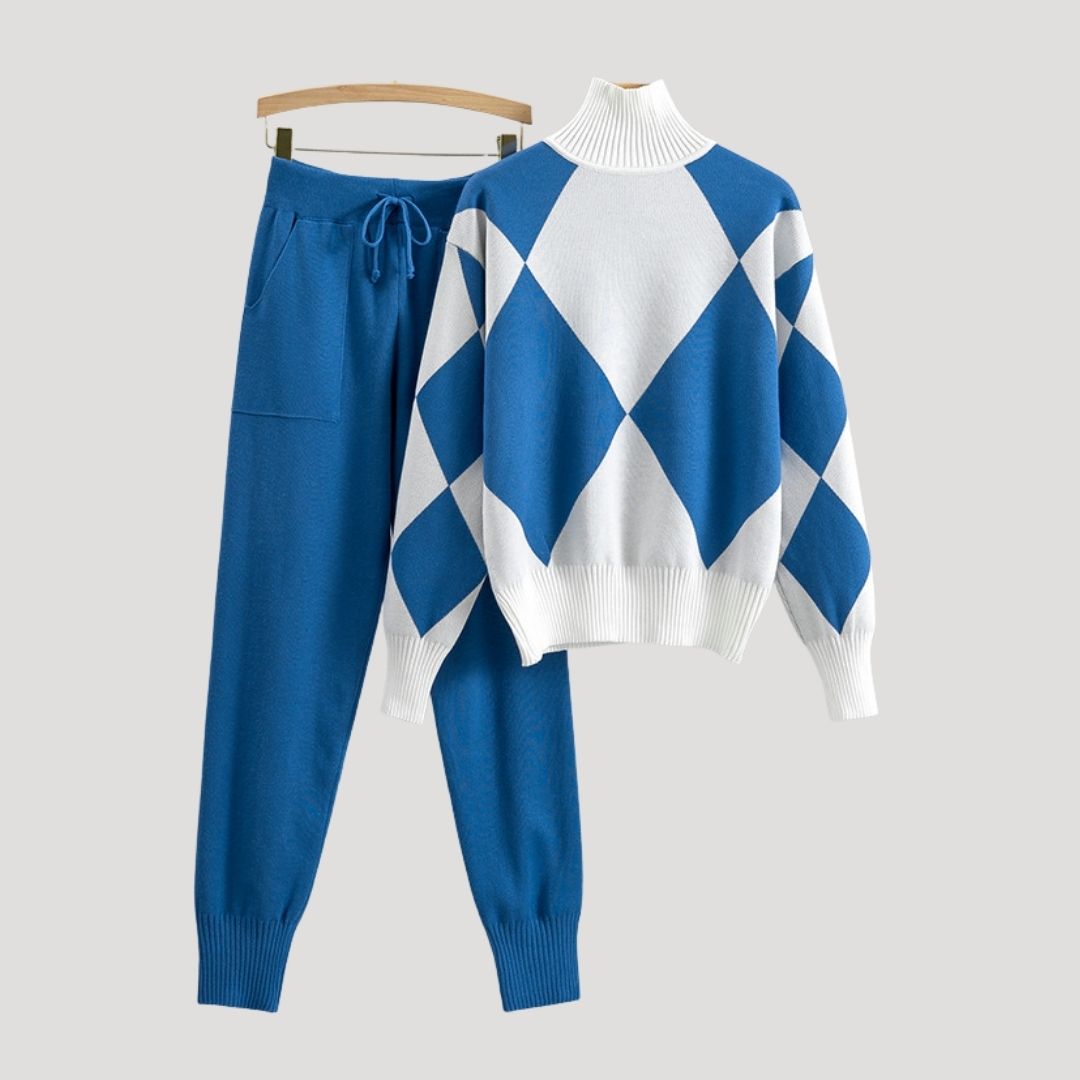 Damen - Pullover & Jogger Set - Hochwertigem Material - Gestrickte Winter Loungewear - Ideal für Zuhause