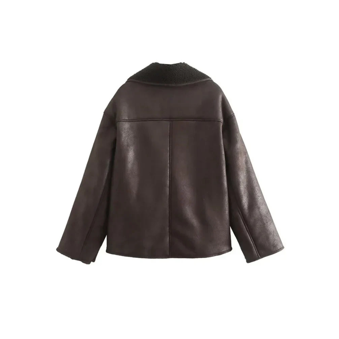 Damen - Stylische Langarm Revers Jacke - Eleganter Winterlook - Bequem und Warm