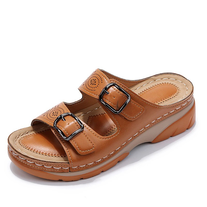 Damen - Bequeme Ledersandalen - Stylisches Design für jeden Tag - Ideal für Sommer und Freizeit