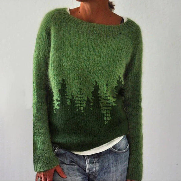 Damen - Winterpullover - Retro Strick - langen Ärmeln - Bequemer, stilvoller Look für kalte Tage