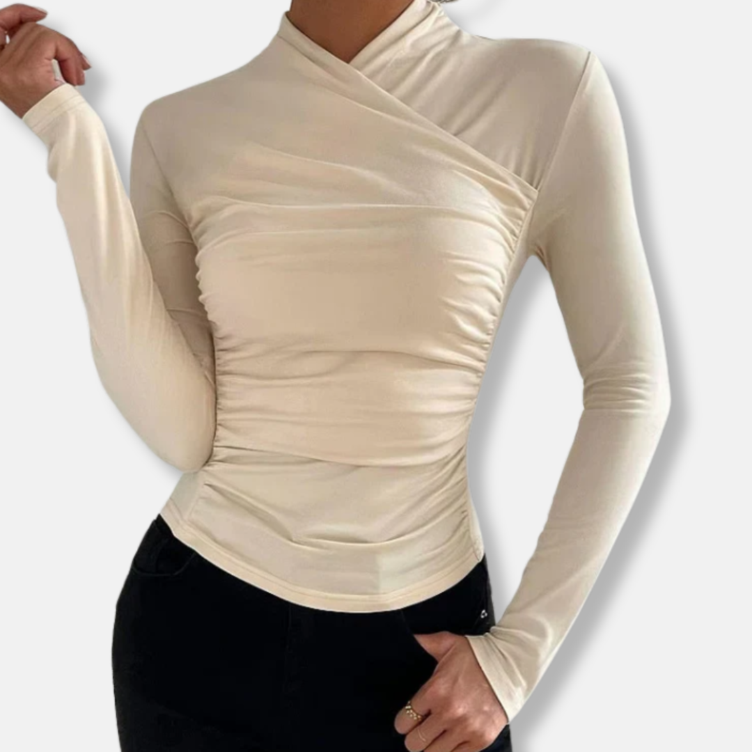 Damen - Langärmeliges Oberteil - Kreuzausschnitt - Weiches Material - Stilvoll für jeden Anlass