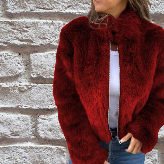 Damen - Warmer Herbstmantel - Hohe Kragen - Eleganter Stil für Komfort und Stil