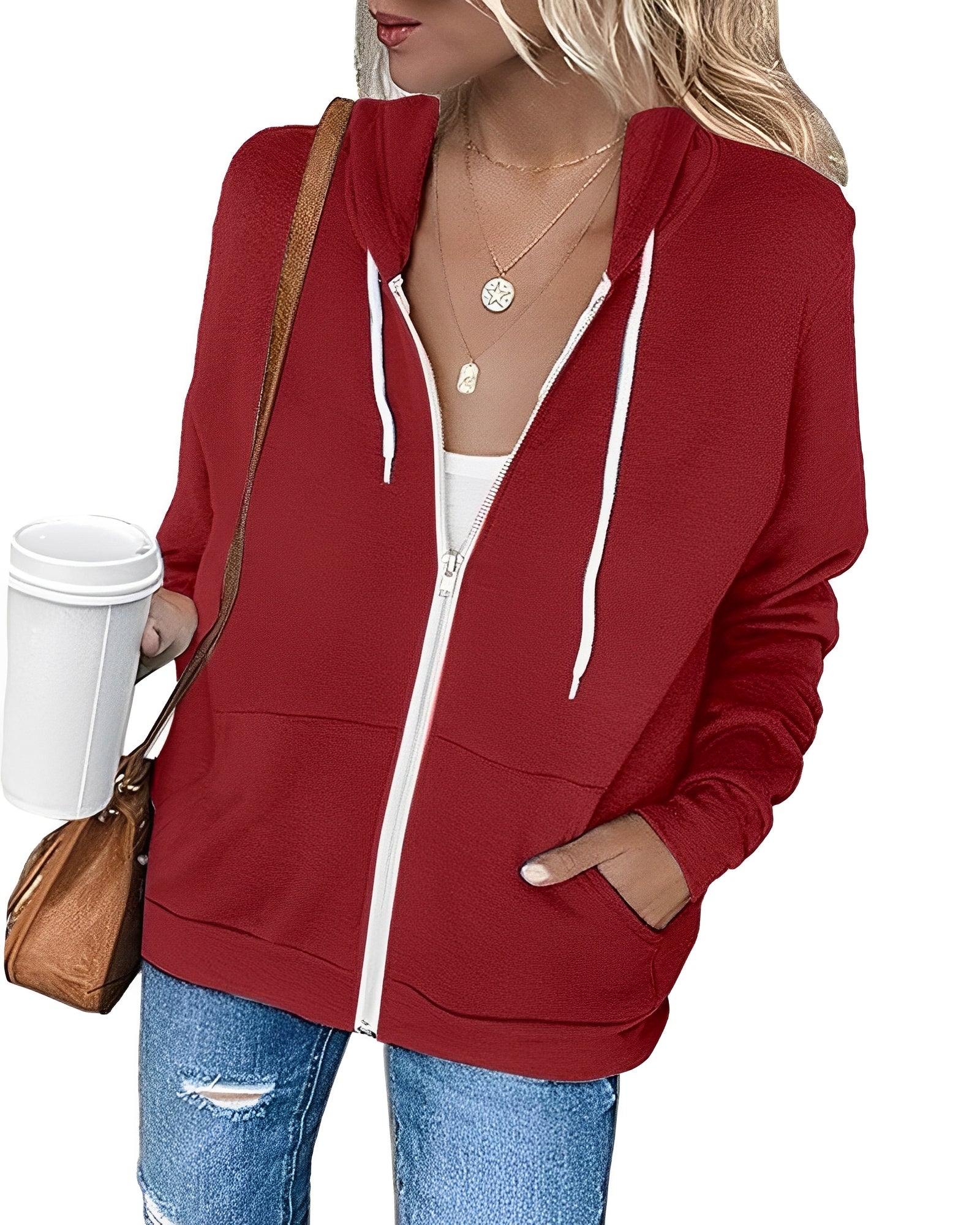 Alicia - Ein leichter Kapuzenpullover mit Reißverschluss und praktischen Taschen