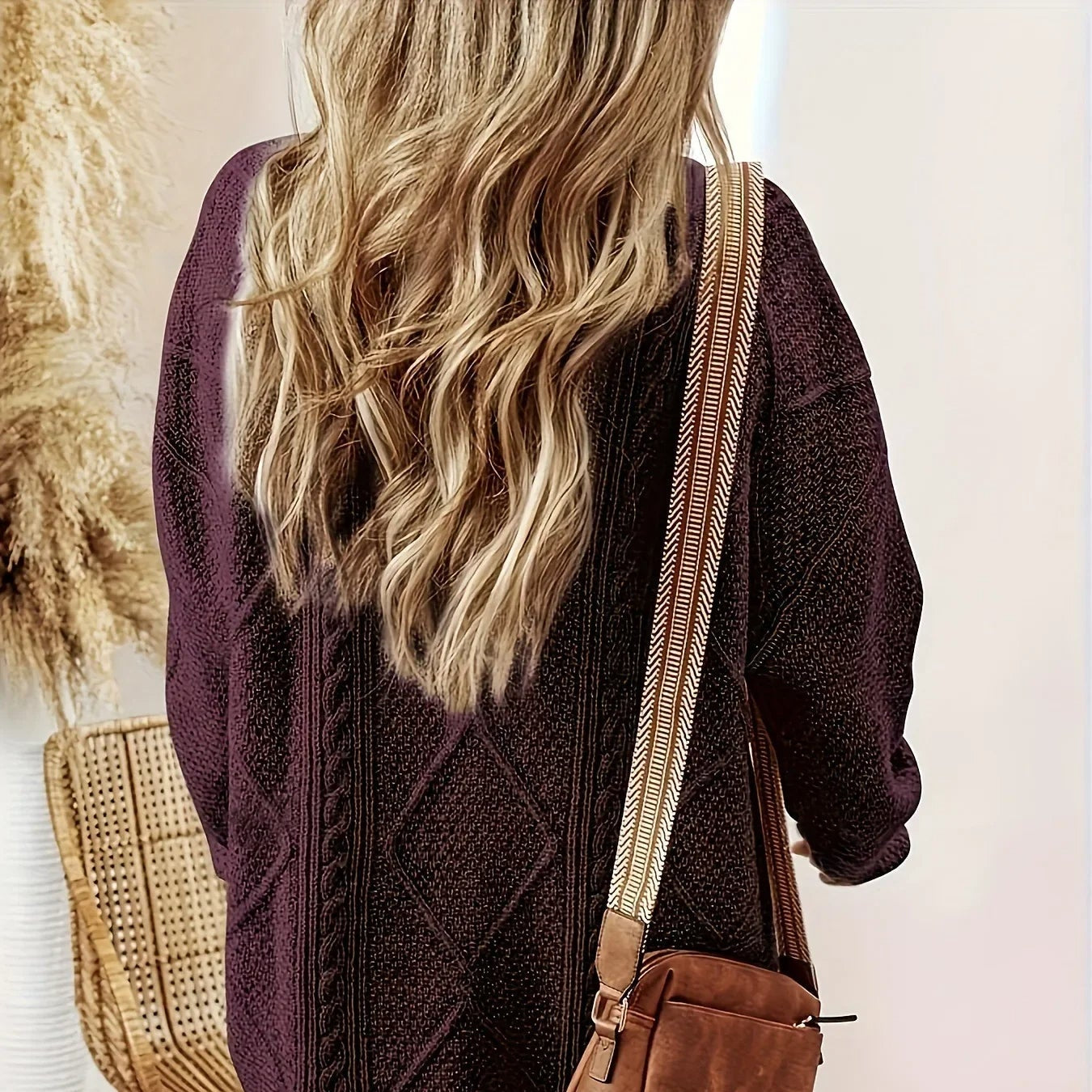 Damen - Pulloverkleid - Zopfstrick - Bequeme Übergröße für stilvolle Looks