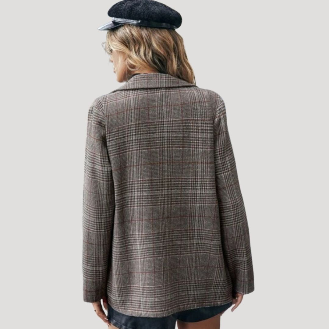Damen - Karierter Winter Blazer - Maßgeschneidert - Wollmischung - Eleganter Look für die kalte Saison