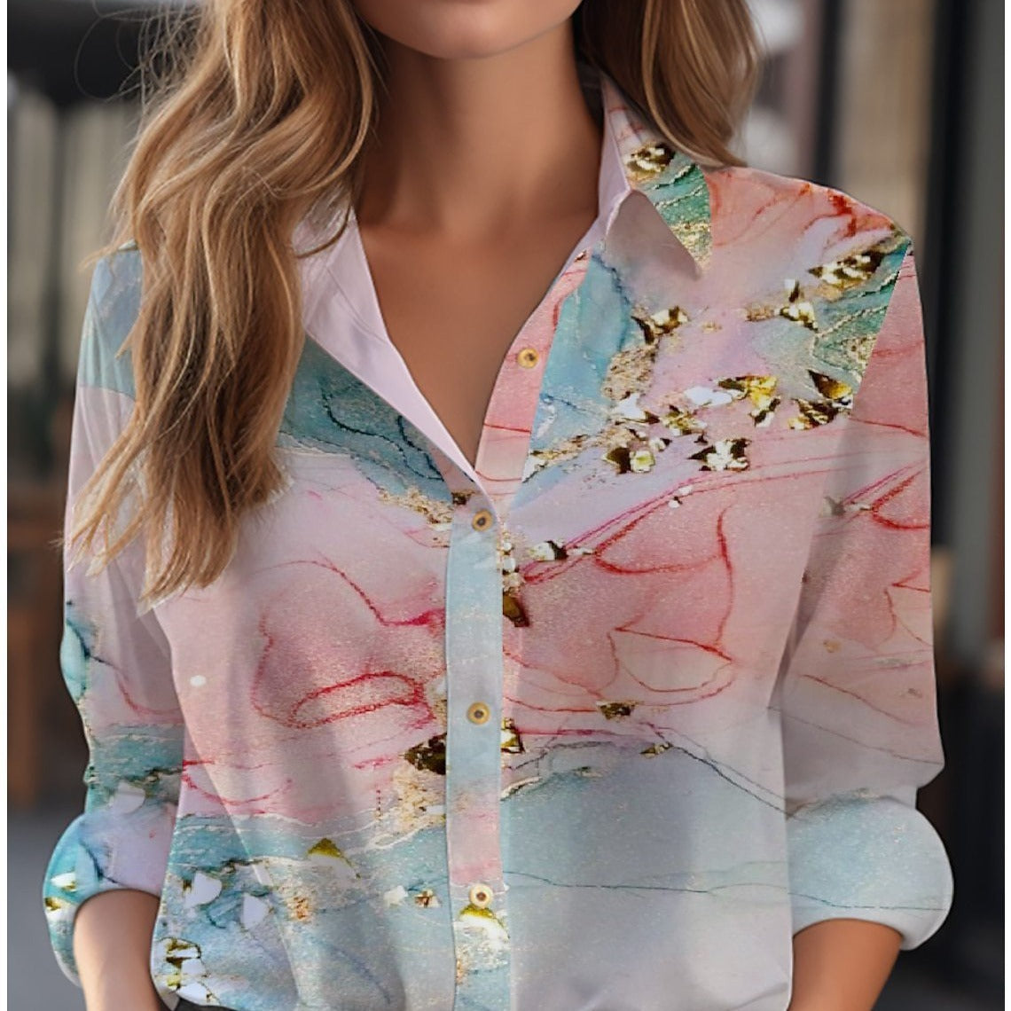 Damen - Bluse mit Blumenmuster - Polyester - Leicht & Stylisch - Ideal für den Frühling - Trendy und Bequem
