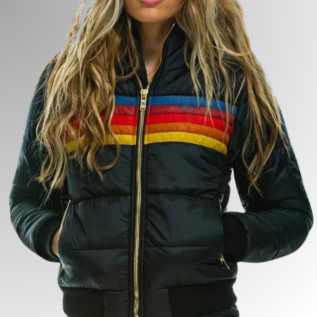 Damen - Pufferjacke - Wasserdicht mit Kapuze - Farbblock Design - Stilvolle Outdoor Abenteuer