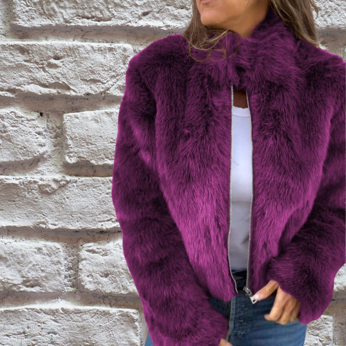 Damen - Warmer Herbstmantel - Hohe Kragen - Eleganter Stil für Komfort und Stil