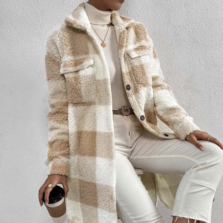 Damen - Übergroßer Teddy Mantel - Flauschigem Material - Kuschelig & Warm - Perfekt für kalte Tage