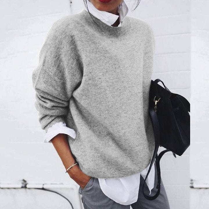 Damen - Strickpullover - Weiche Strick - Rundhalsausschnitt Langarm - Bequem und Stilvoll für jeden Anlass