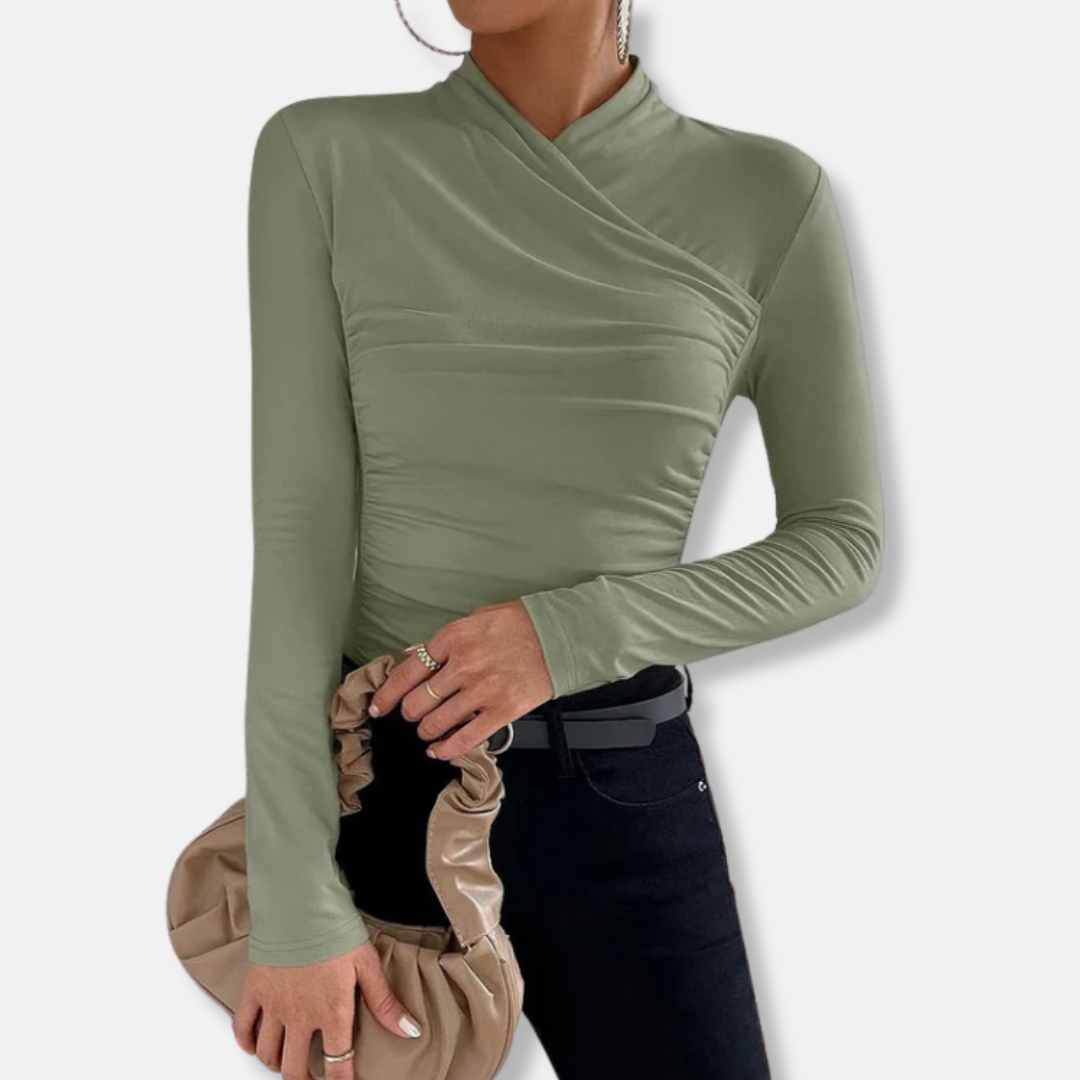 Damen - Langärmeliges Oberteil - Kreuzausschnitt - Weiches Material - Stilvoll für jeden Anlass
