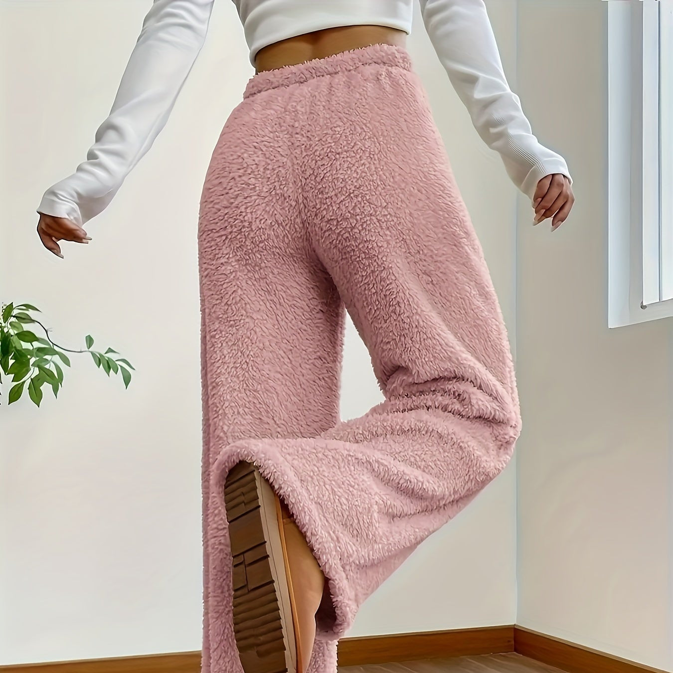 Damen - Teddy Sherpa Hose - Weich und Gemütlich - Perfekt für Zuhause