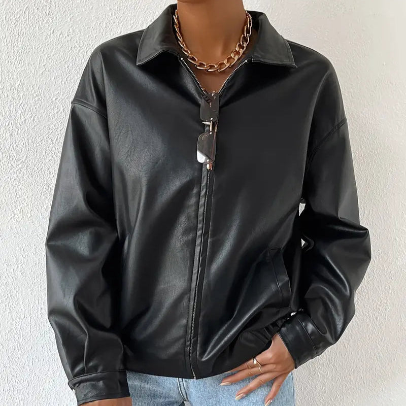 Damen - Jacke - Kunstleder - Stylisch & Vielseitig - Perfekt für jeden Anlass