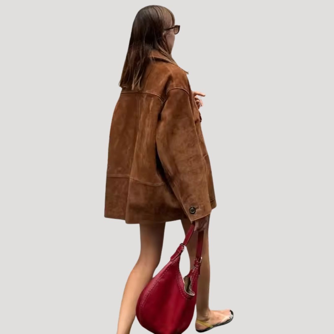 Damen - Winterjacke - Wildleder - Übergroße Still für ultimativen Komfort und Stil