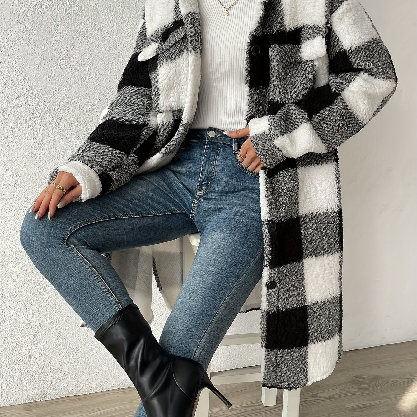 Damen - Übergroßer Teddy Mantel - Flauschigem Material - Kuschelig & Warm - Perfekt für kalte Tage