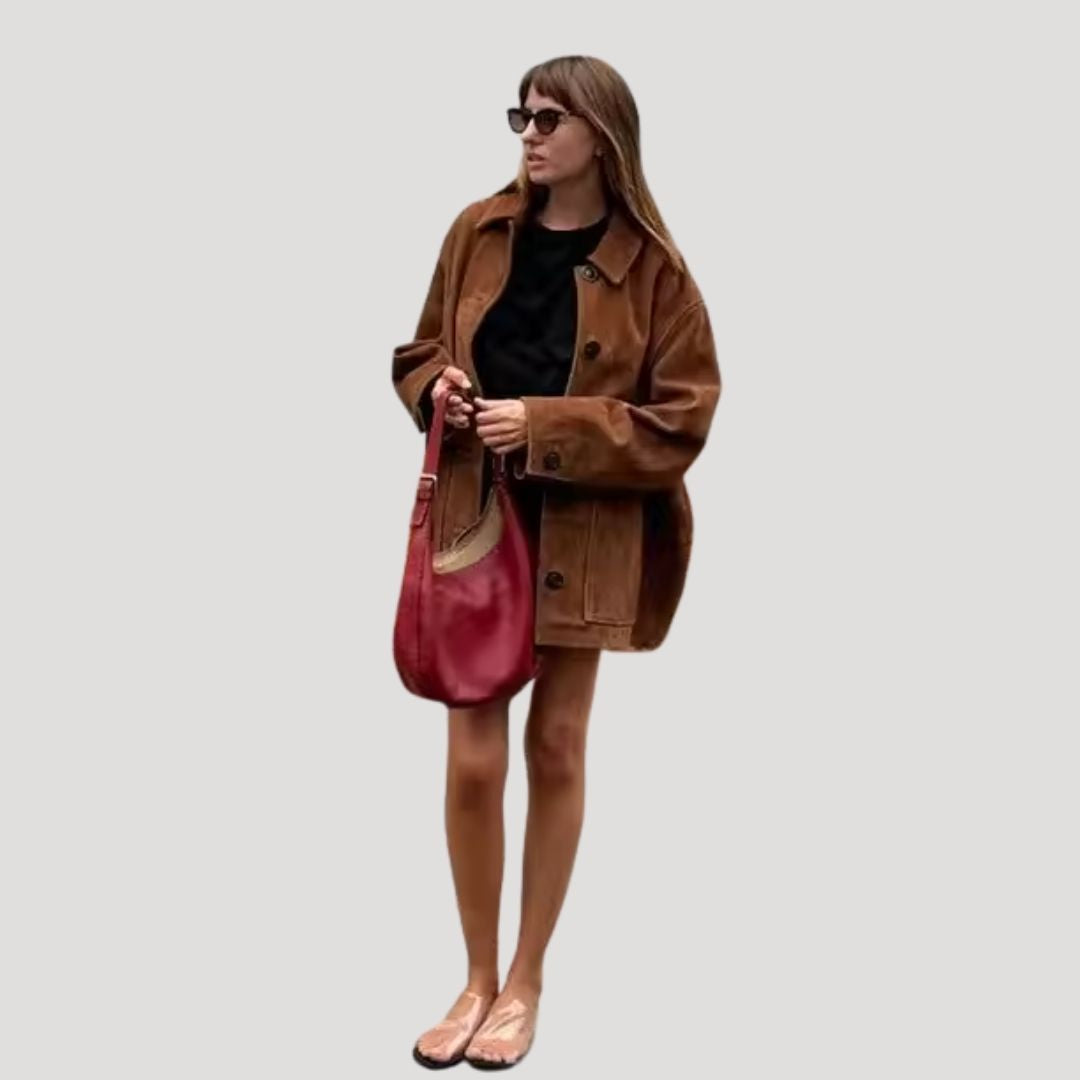 Damen - Winterjacke - Wildleder - Übergroße Still für ultimativen Komfort und Stil