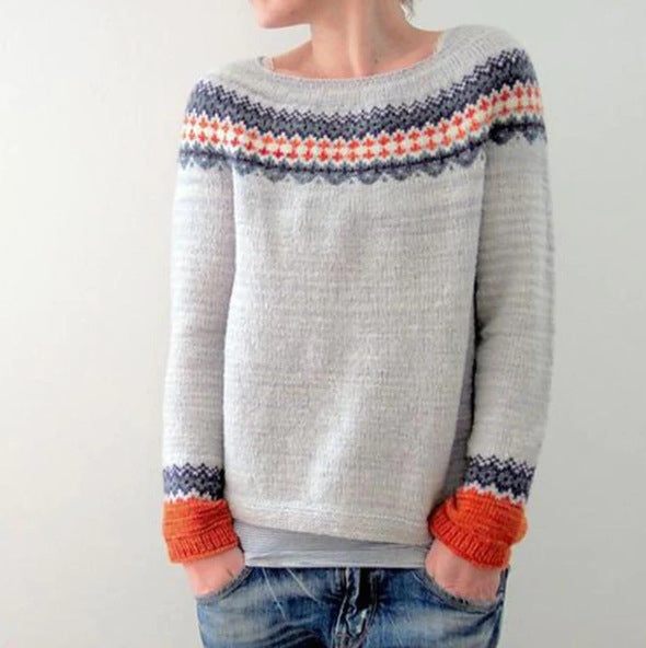 Damen - Winterpullover - Retro Strick - langen Ärmeln - Bequemer, stilvoller Look für kalte Tage