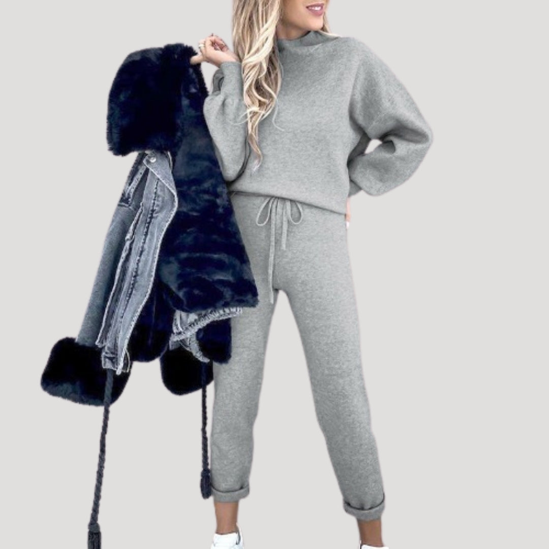 Damen - Strick Trainingsanzug Set - Bequeme Loungewear - Perfekt für Entspannung und Freizeit