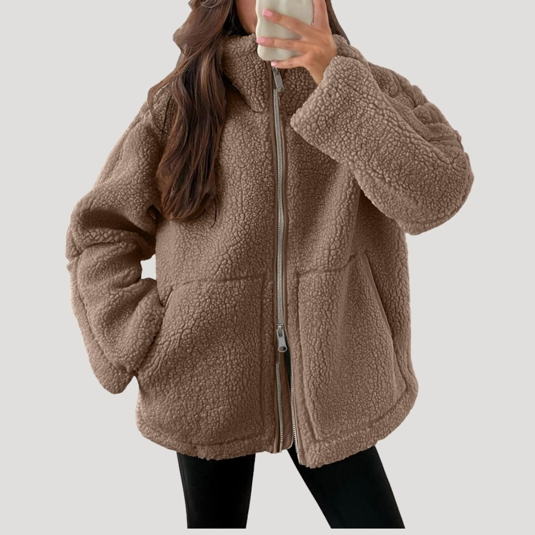 Damen - Teddy Zip Up Fleecejacke - Warm und kuschelig - Perfekt für den Winter