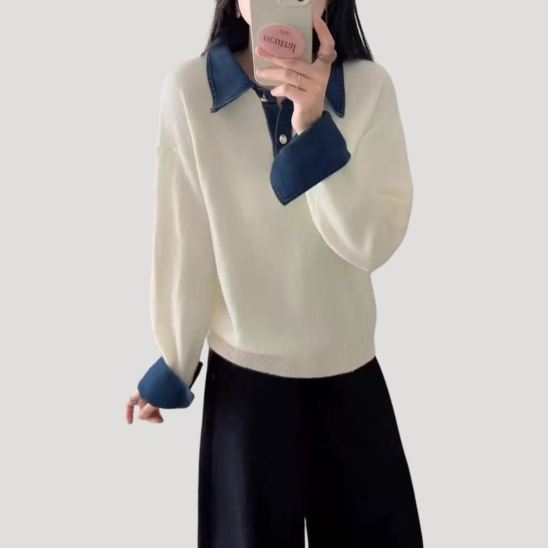 Damen - Winterpullover - Wolle mit Lagenkragen - Bequemer und stilvoller Pullover für kalte Tage