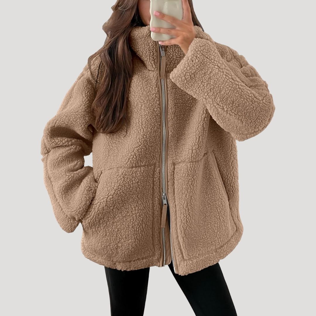 Damen - Teddy Zip Up Fleecejacke - Warm und kuschelig - Perfekt für den Winter