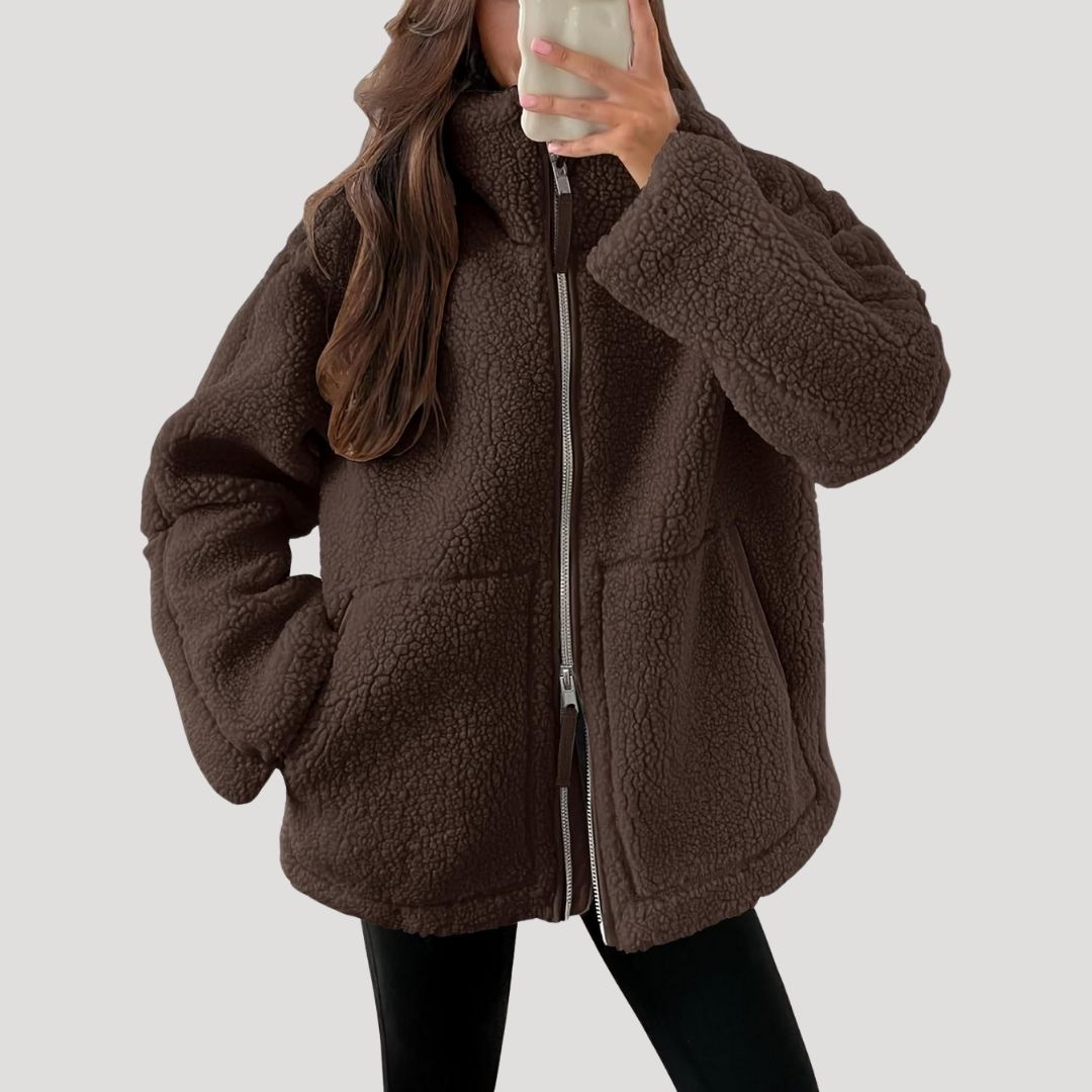 Damen - Teddy Zip Up Fleecejacke - Warm und kuschelig - Perfekt für den Winter