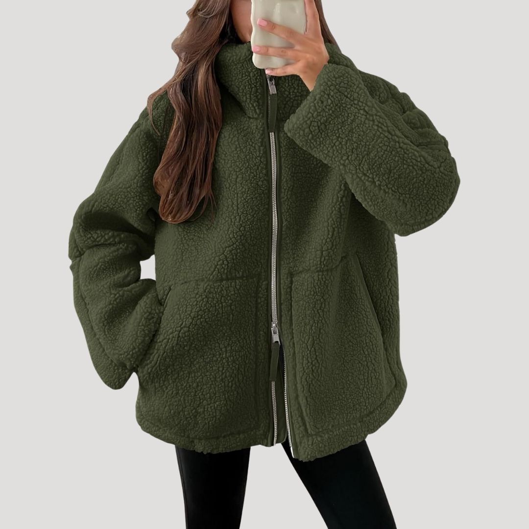 Damen - Teddy Zip Up Fleecejacke - Warm und kuschelig - Perfekt für den Winter