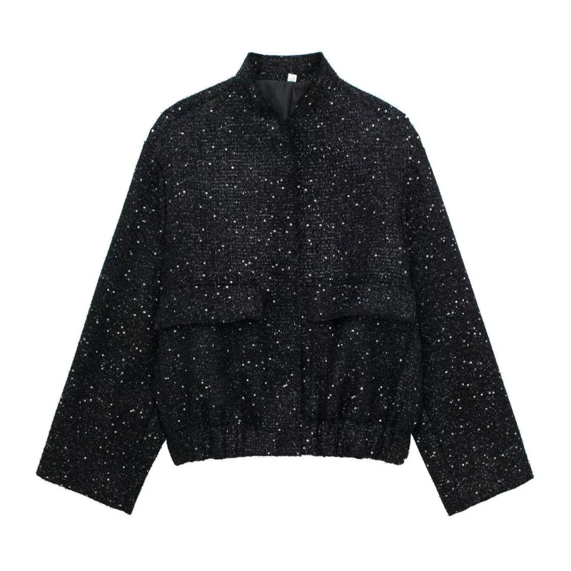 Damen - Kurze Jacke - Leichten Pailletten - Trendy & Schick - Perfekt für Ausgehen
