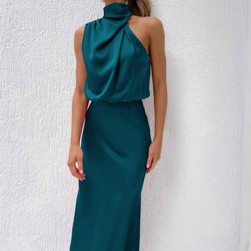 Damen - Elegantes langes Kleid - Satin - Fließender Stil für besondere Anlässe - Perfektes Abendkleid