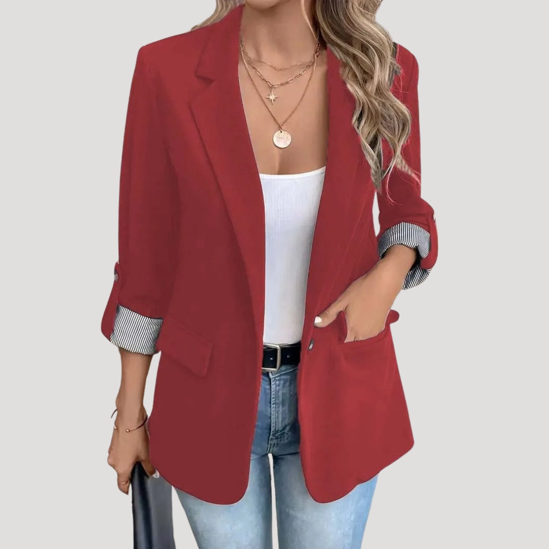 Damen - Blazer - Atmungsaktivem Stoff - Taillierte Passform mit aufrollbaren Ärmeln - Stilvoller für jeden Anlass
