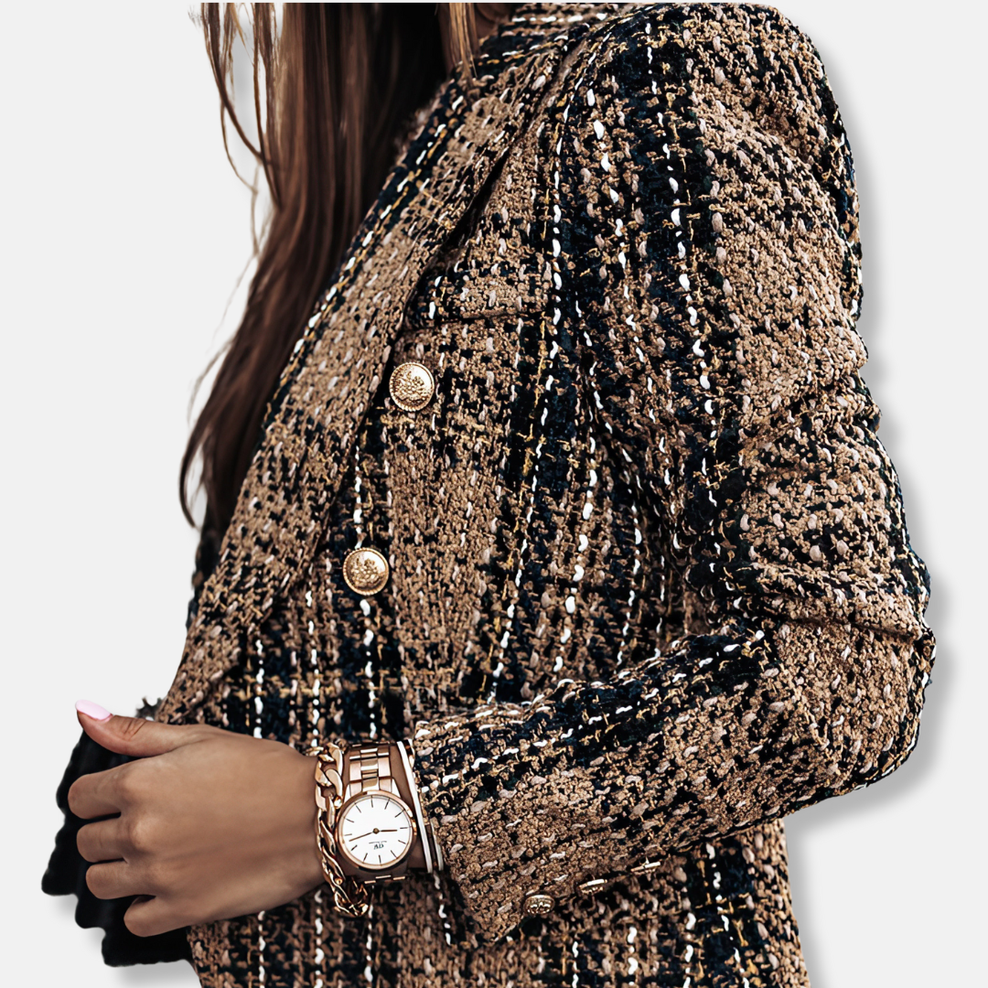 Damen - Karo Blazer - Zweireihiger Stil - Eleganter Look für jedes Outfit