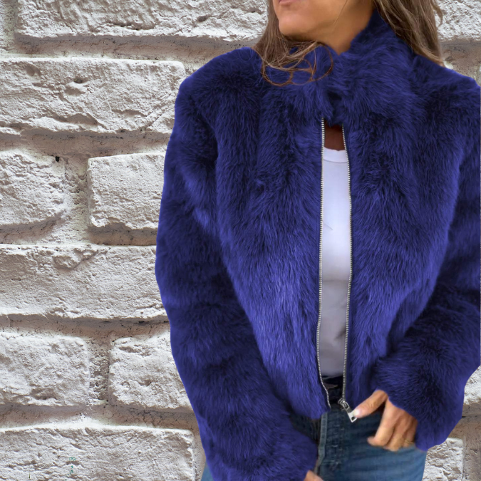Damen - Warmer Herbstmantel - Hohe Kragen - Eleganter Stil für Komfort und Stil