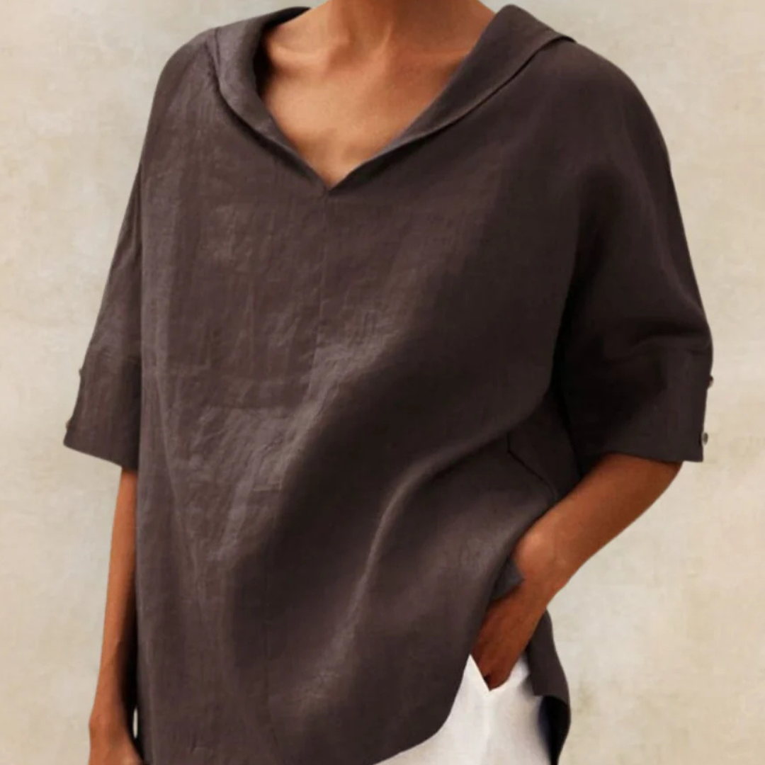 Damen - Bluse - Leinen - Bequemes & stilvolles Oberteil für Frühling/Sommer - Leichte, modische Kleidung