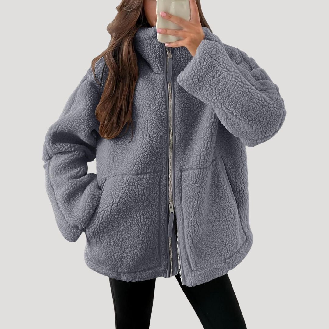 Damen - Teddy Zip Up Fleecejacke - Warm und kuschelig - Perfekt für den Winter