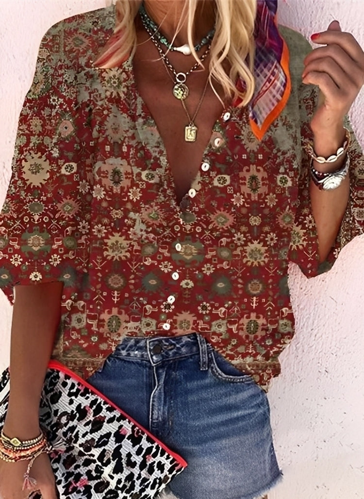 Kristina - Lebhafte, weit geschnittene Damenbluse