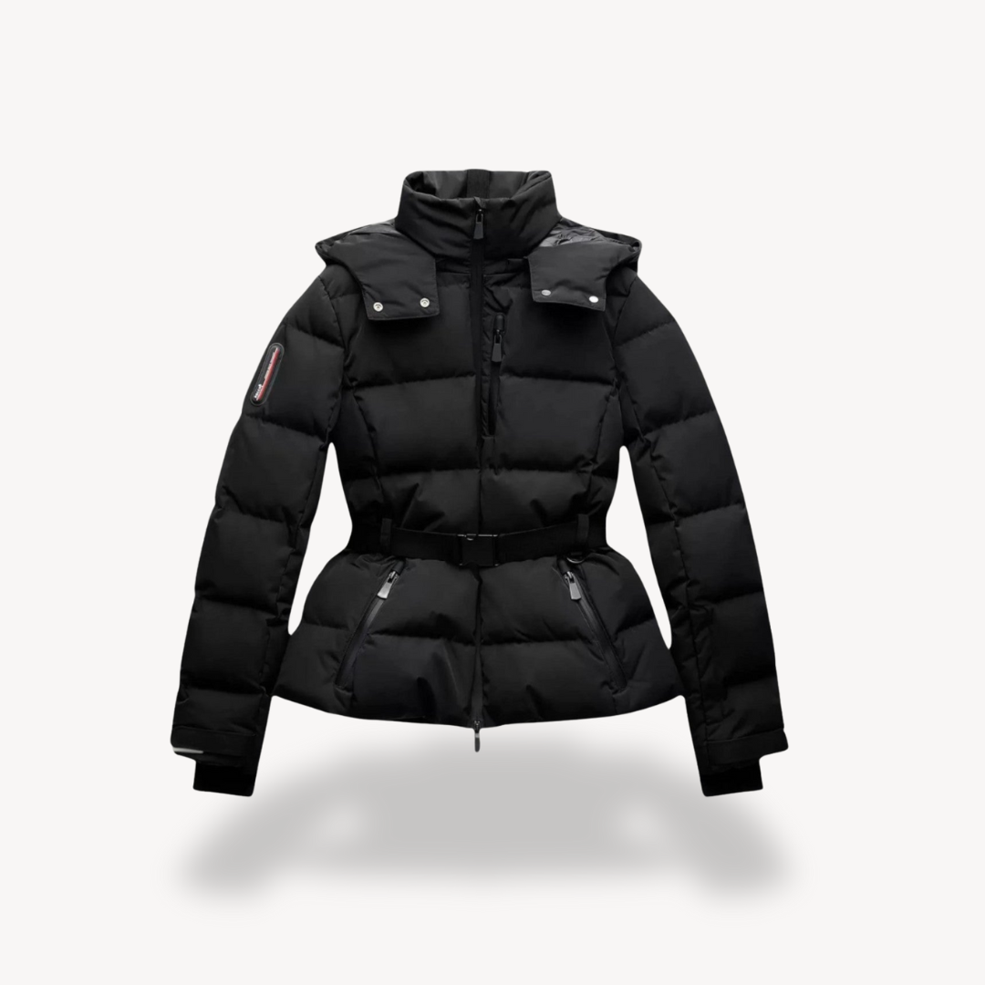 Damen - Pufferjacke - Kapuze und Gürtel - Warmer Komfort - Modischer Winterstil