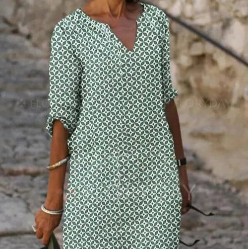 Damen - Freizeitkleid - Leicht Stoff - Lockerer Schnitt - Bequem für Jeden Tag - Ideal für Ihren Alltag