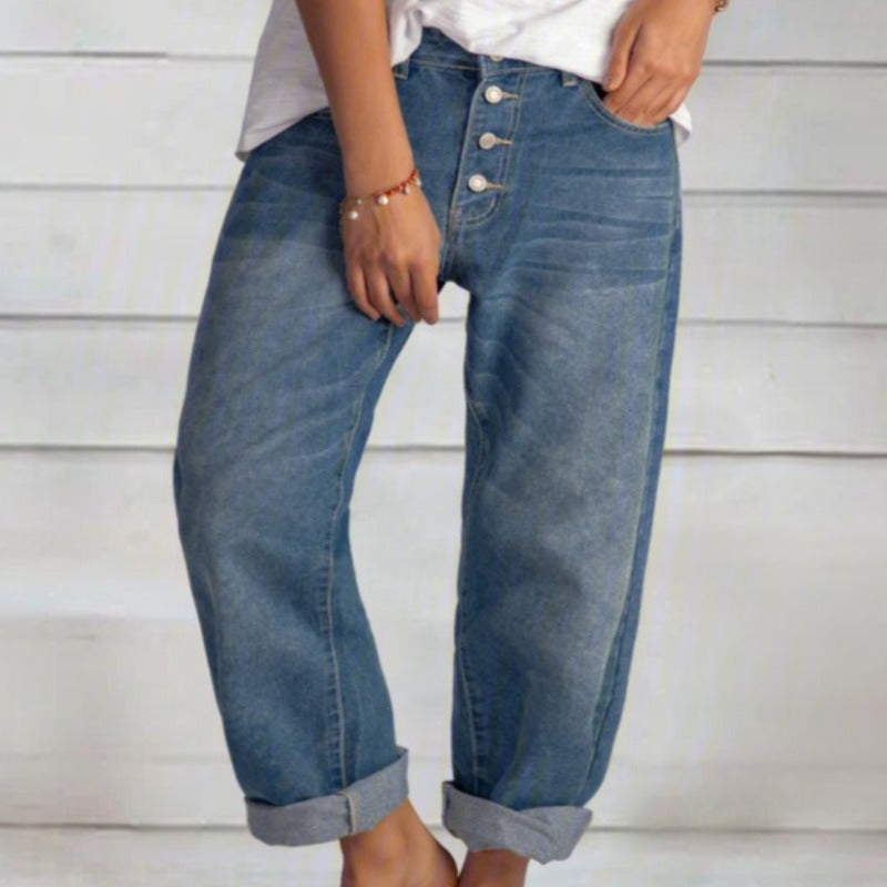 Damen - Trendige Jeans - Weitem Bein - Bequemer Denim - Lässige Passform für jeden Tag
