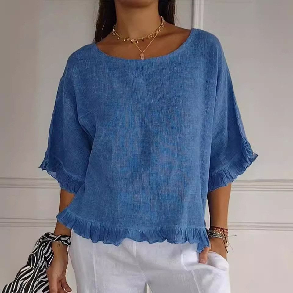 Damen - Elegante Bluse - Weicher Baumwolle Stoff - Lässiger Stil für jeden Anlass