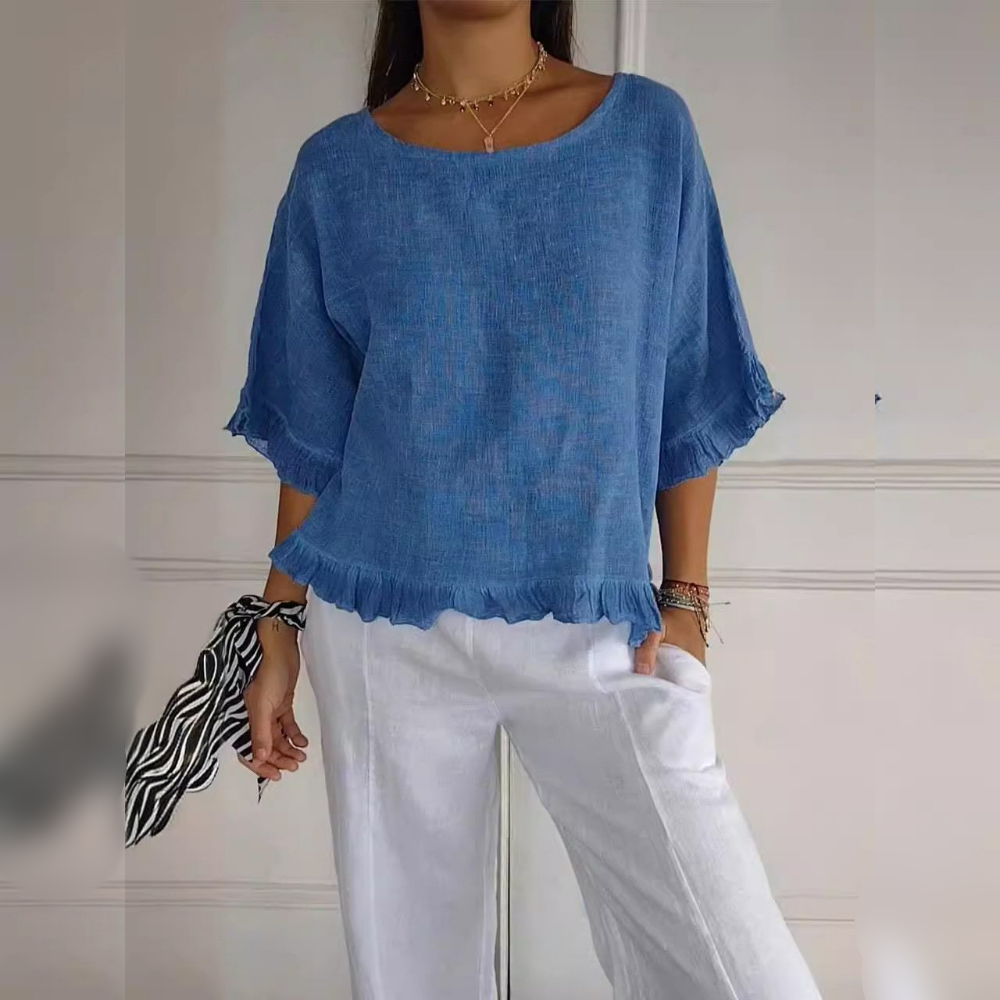 Damen - Elegante Bluse - Weicher Baumwolle Stoff - Lässiger Stil für jeden Anlass