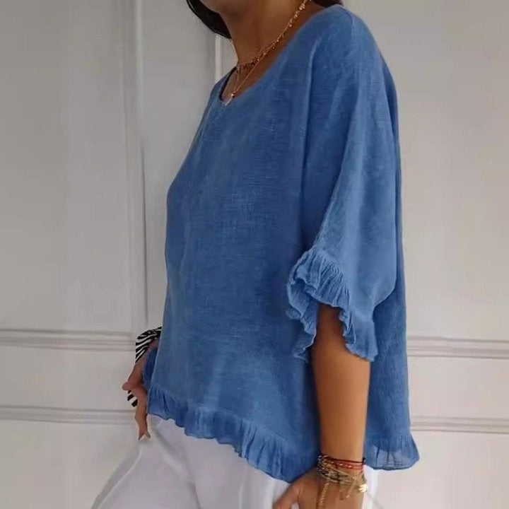 Damen - Elegante Bluse - Weicher Baumwolle Stoff - Lässiger Stil für jeden Anlass