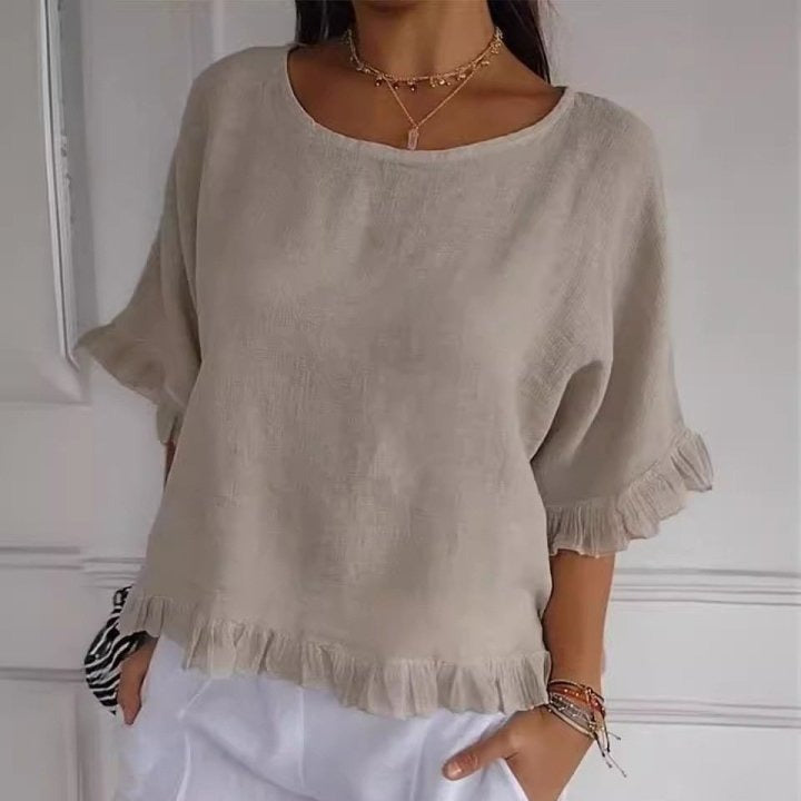 Damen - Elegante Bluse - Weicher Baumwolle Stoff - Lässiger Stil für jeden Anlass