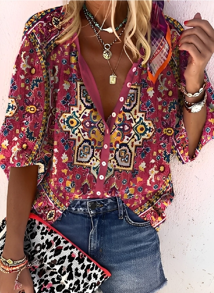 Kristina - Lebhafte, weit geschnittene Damenbluse