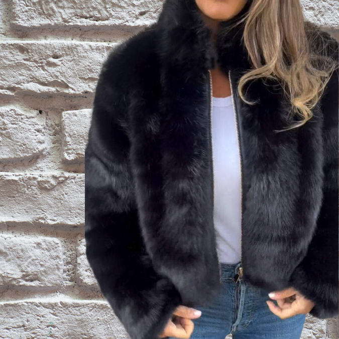 Damen - Warmer Herbstmantel - Hohe Kragen - Eleganter Stil für Komfort und Stil