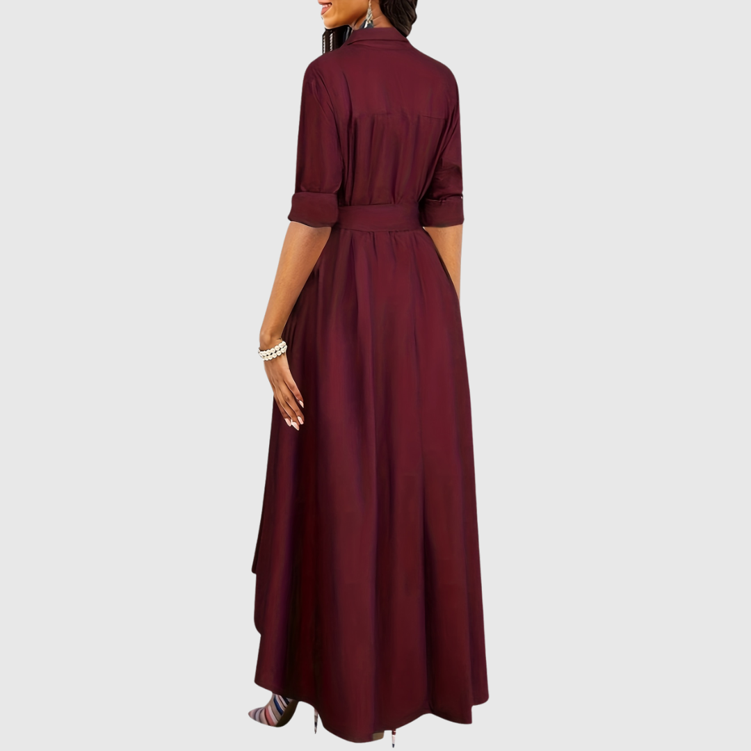 Livienne – Elegantes Maxikleid mit tailliertem Gürtel
