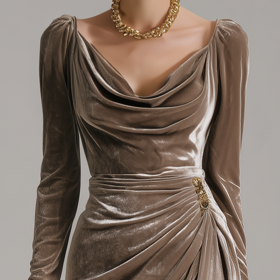 Damen - Elegantes Midikleid - Weichen Fließender Stoff - Stilvolles Design für jeden Anlass