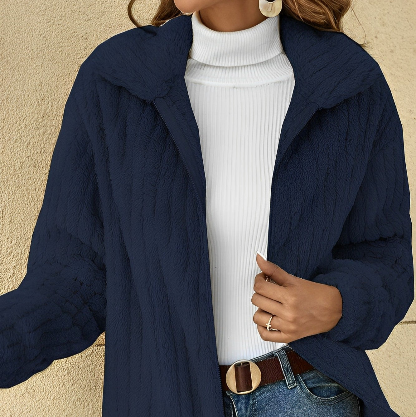 Damen - Teddy Mantel - Kuscheliger Stil - Lockere Passform - Stylischer Mantel für kalte Tage